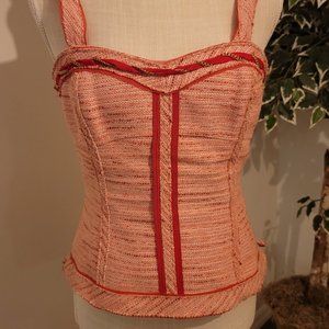 White House Black Market Tweed  Pink white  Top